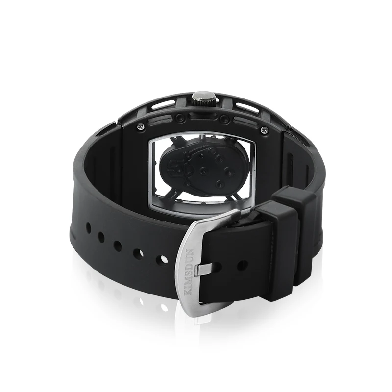 Skull Dial Mens Watches Fashion Tonneau Black Punk Style Quartz Wristawatch Sport Skeleton Male Cool Clock for Halloween Gift