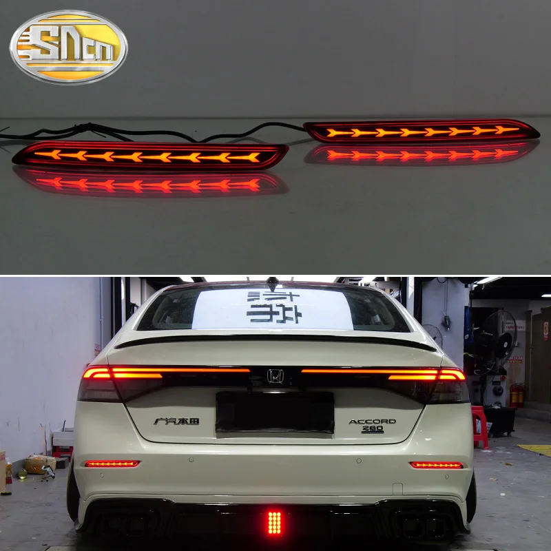 

3-in-1 Functions 12V LED Bumper Light Rear Fog Lamp Brake Light Dynamic Turn Signal Reflector For Honda Accord 2023 MK11