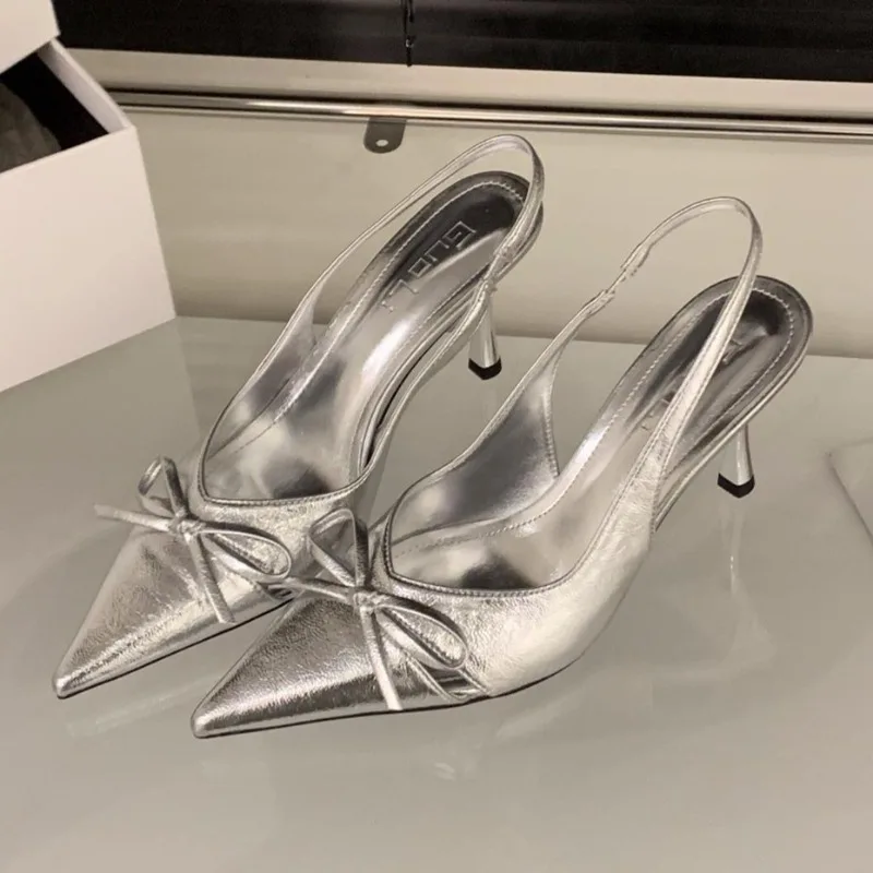 Zapatos sexis de tacón alto de leopardo con cordones para mujer, zapatos de oficina poco profundos para mujer, moda madura plateada, zapatos de vestir de fiesta con punta estrecha, zapatos de tacón para mujer