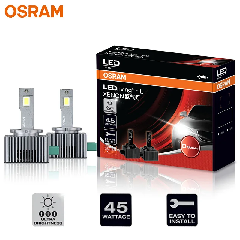 OSRAM LED D1S D3S Car Headlight LEDriving XENON HID Lamps 45W Power Bright 6000K White Canbus LED Bulbs Original Upgrade, Pair