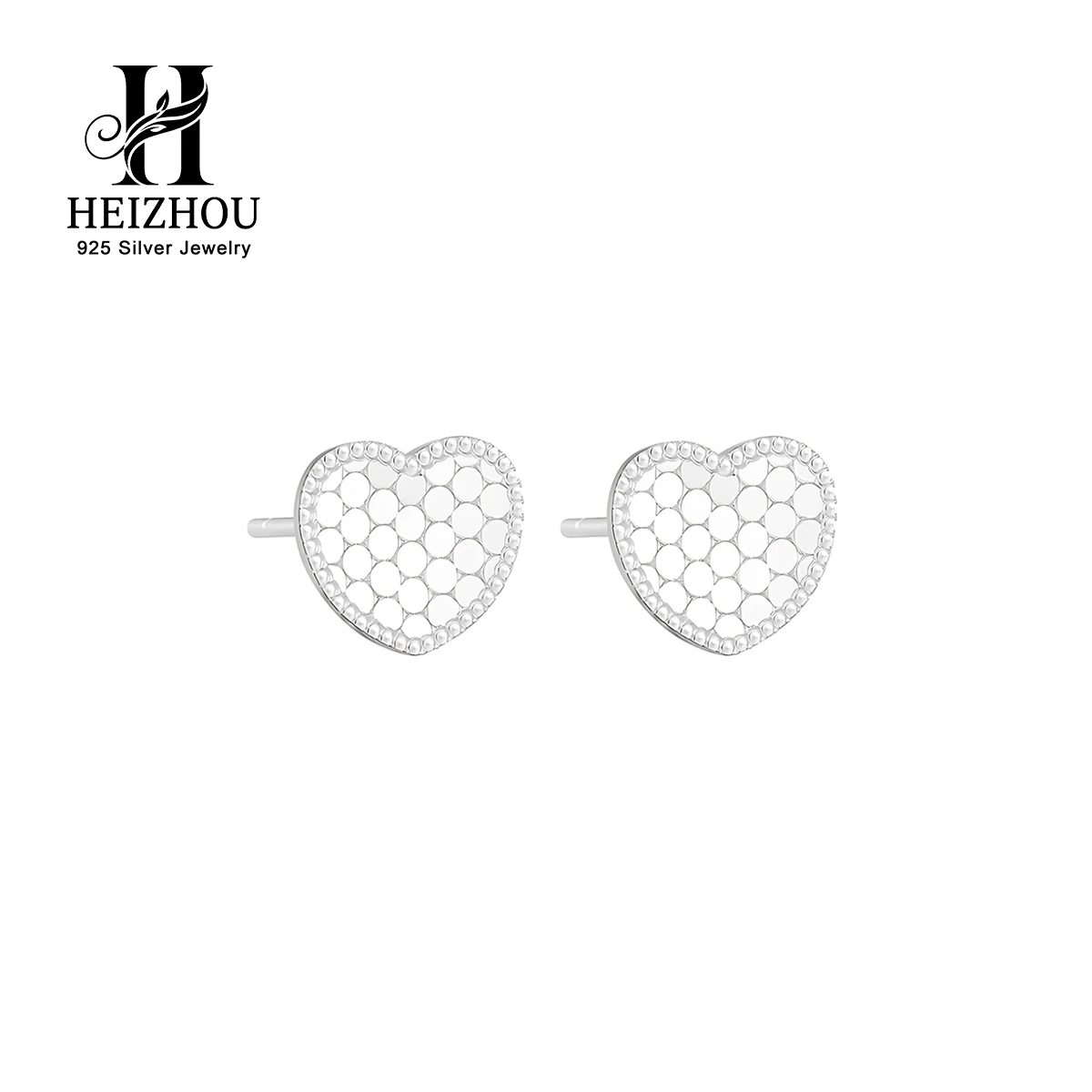 Fine Original 925 Sterling Silver Honeycomb Heart Earrings Stud Set for Womens Trending Small Dainty Honey Com Shaped Earring