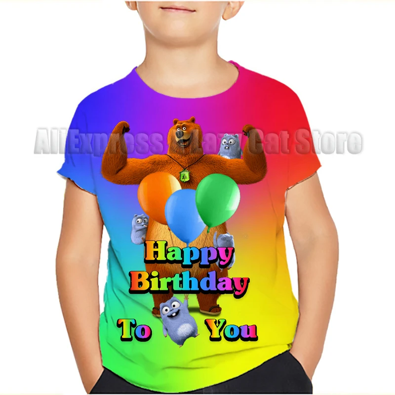 Grizzy and the Lemmings T-shirt Cartoon Boys Clothes Summer Thin Round Collar New Kids Tees Popular Design Children Tops