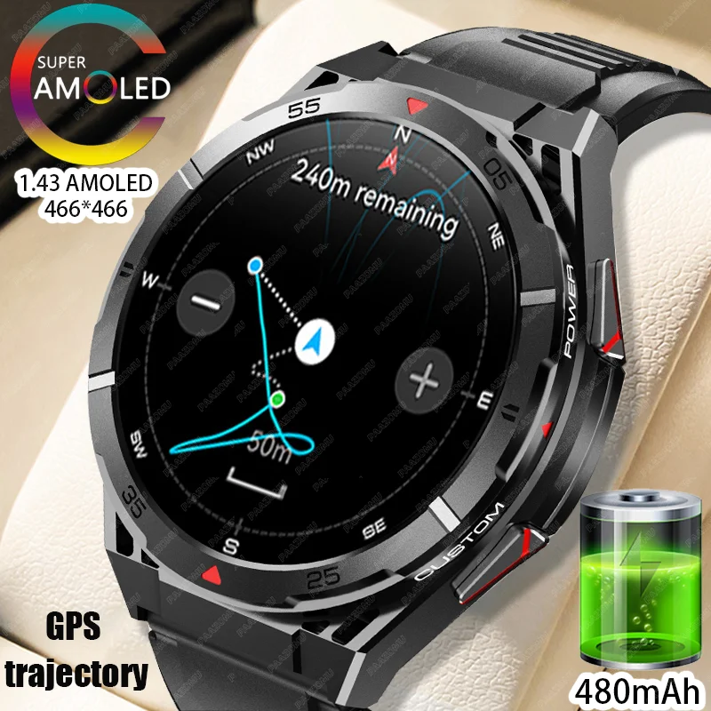 

2025 New Outdoor GPS Sports Track Smart Watch 1.43-inch AMOLED HD Screen Compass Bluetooth Call Health Monitoring Smart Watch