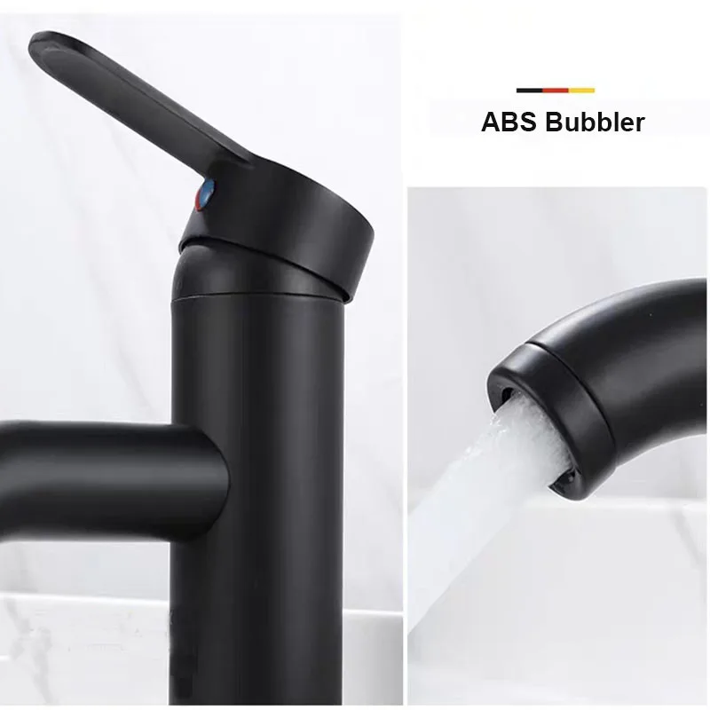 الذهب الأسود حوض للحمام صنبور الباردة والساخنة خلاط مياه الحنفية سطح الخيالة ثقب واحد ومقبض نمط طويل القامة