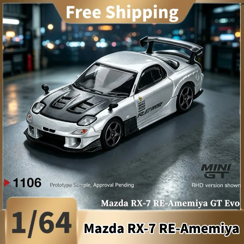[In Stock] 1/64 MINI GT Alloy Mazda RX-7 RE-Amemiya GT Evo, Adult JDM Collectible Ornament, Holiday Gift For Car Fans