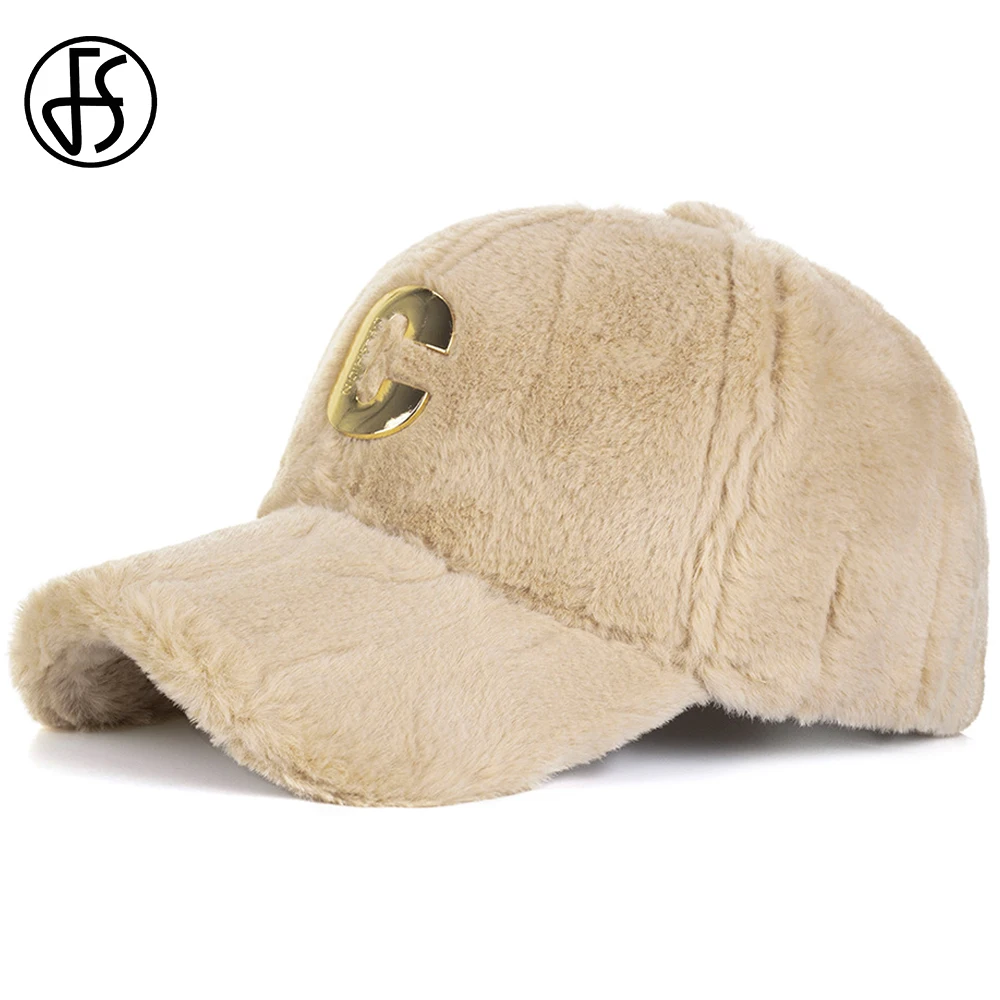 FS Beige Plüsch Winter Baseball Kappe Für Männer Winddicht Outdoor Golf Hut Warme Frauen Hüte Dicke Straße Hip Hop Caps Gorras Hombre