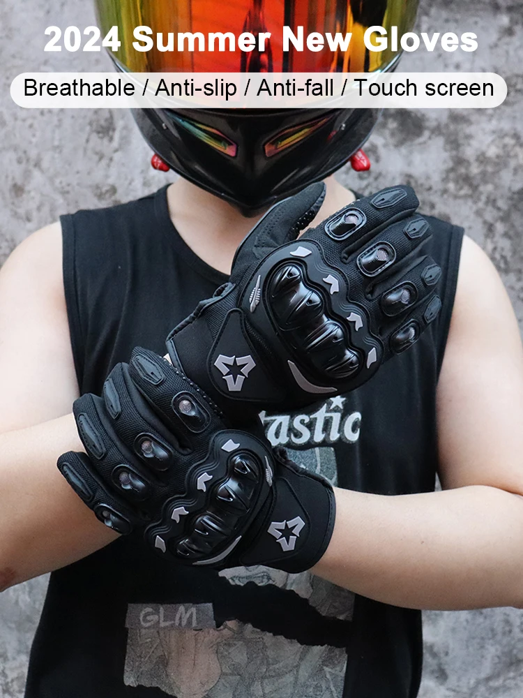 Sommer Motorrad Handschuhe Männer Frauen Voll Finger Touchscreen Motocross Racing Handschuhe Motorrad Fahrrad Radfahren Handschuh M-XXL