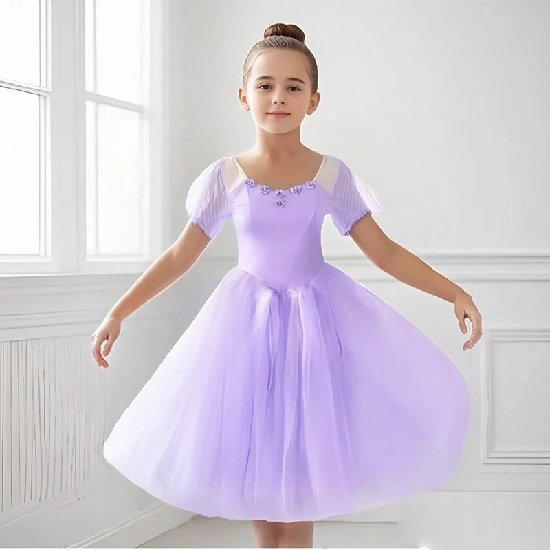 Długa spódnica baletowa dla dziewcząt, sukienka do tańca, kostium sceniczny na ramiączkach, spódnice do tańca brzucha dla dzieci.