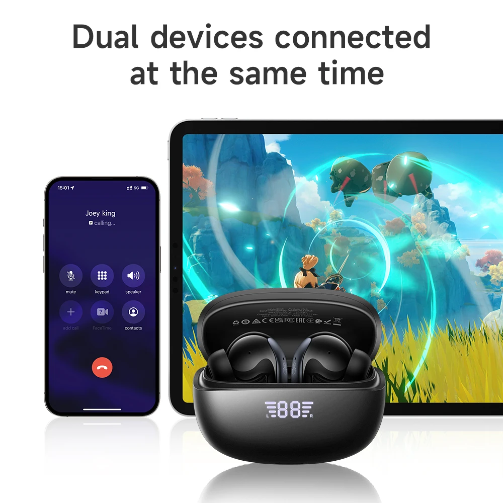 HOCO Wireless ANC+ENC Noise Reduction Earphone APP Control HiFi Stereo Music EQ Sound Bluetooth 5.3 Headset Support Dual Connect view 3
