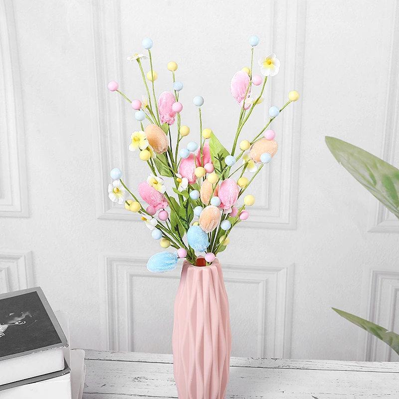 

1pc Easter Eggs Tree Branch Easter DIY Bouquets Flower Arrangements Happy Easter Party Decorations Home Office Vase Garden Decor