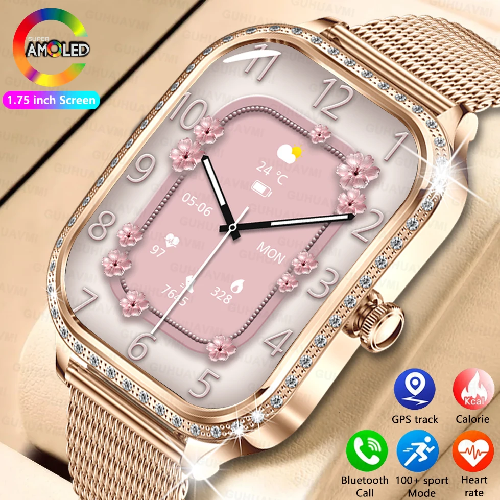 2024New Ladies Smart Watch Curved Screen Bluetooth Call Track Sport Womens Physical Health IP68 Lady Smart Watch For Android iOS