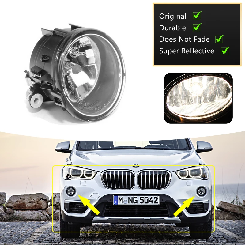 2x Przednie światło przeciwmgielne do BMW X1 X3 X4 X5 X6 F48 F25 F26 F15 F16 2016~2019 63177238787 63177238788   Z żarówkami Samochodowe światło