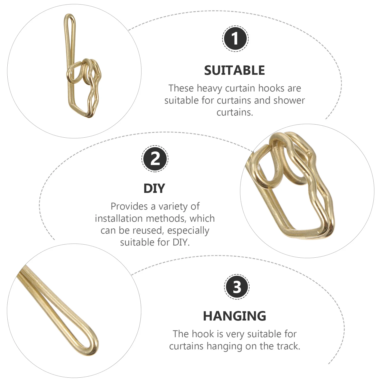 

200Pcs Shower Curtain Hooks Premium Metal Curtain Hanging Hooks Convenient for Bathroom Home Office Bedroom S-Shaped Hook