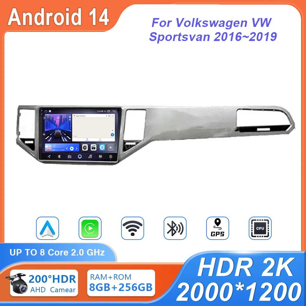 For Volkswagen VW Sportsvan 2016~2019 Car Radio Carplay Navigation Stereo Android Auto Screen Bluetooth Head Unit No 2din DVD