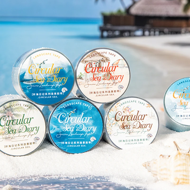 Mr.Paper Diary Around the Sea 시리즈 대화형 매칭 Aquascape 다채로운 테이프 학생을위한 어린이 선물 washi 테이프 세트