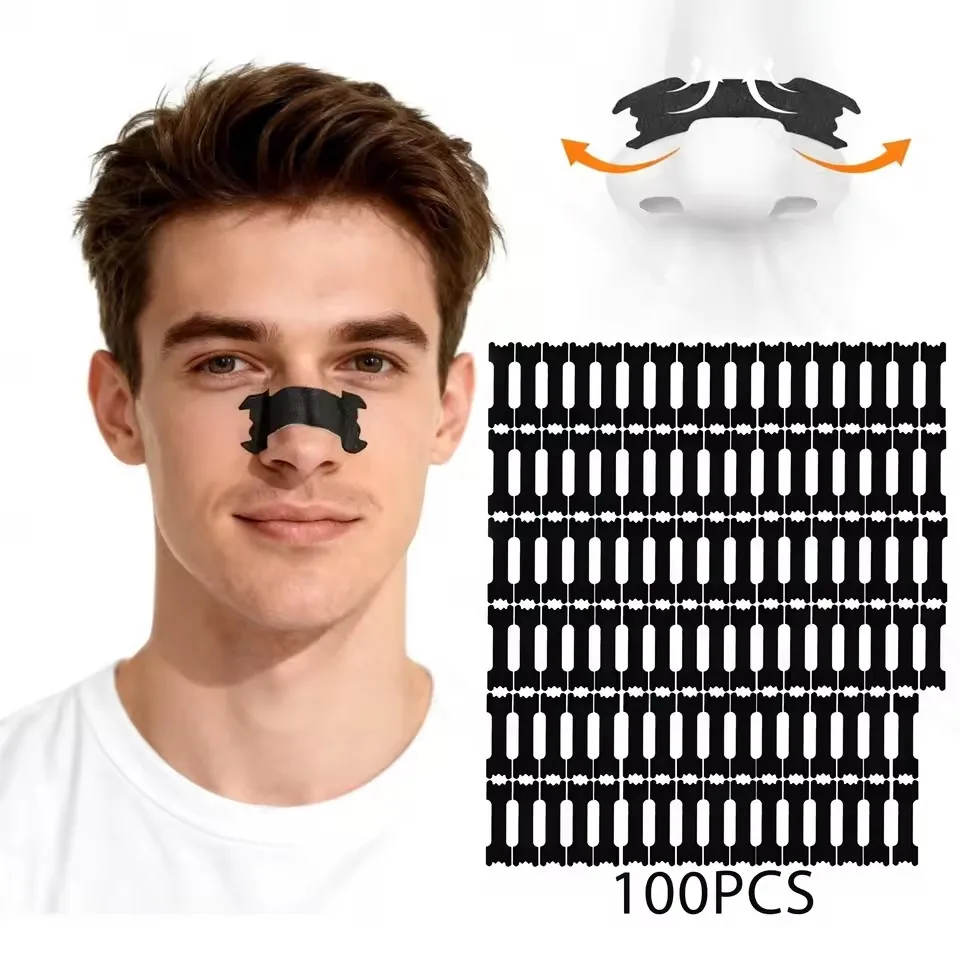 Sports Nasal Strips, Enhanced Adhesion Black Wide Universal Nasal Patches, Expand Breathing Space, Comfortable & Breathable, Dua