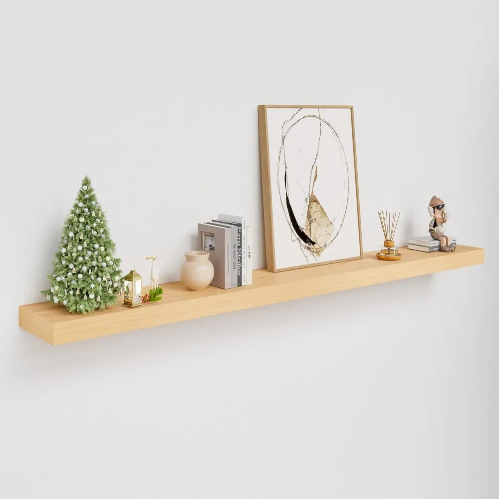 

Floating Shelf for Wall, 60 Inch Long Fireplace Mantel, 2 Inch Thick Floating Shelf Wall Mounted, 8 Inch Deep Wood Shelf