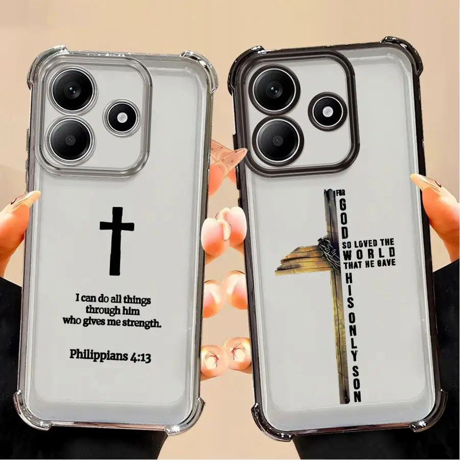 Simple Christian Cross Soft Phone Cover Case for Redmi Note 10 Lite 10s 9S 11s 14 Pro Plus 11 12 13