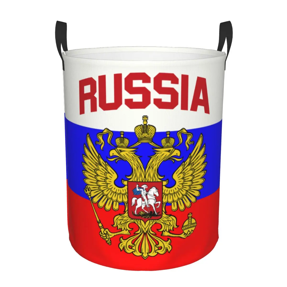 Custom Russian Empire Coat Of Arms Of Russia Laundry Basket Collapsible Eagle Clothes Toy Hamper Storage Bin for Kids Nursery