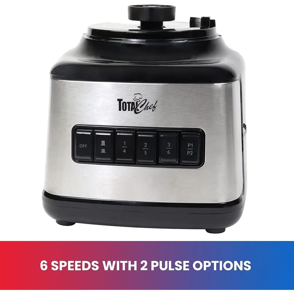 Powerful Countertop Blender 6 Cup Glass Jar 6 Speed Settings Quad Stainless Steel Blades Ice Crushing Smoothie Maker Auto Clean