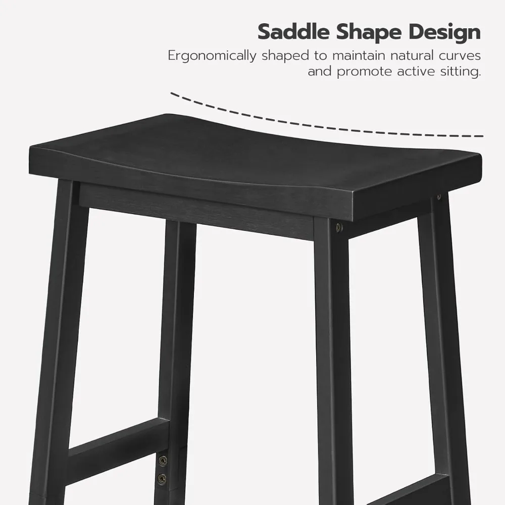 Barhocker, Set mit 2 Barhockern, Bambus-Bar stühlen, 26-Zoll-Küchenhocker mit Fuß stütze, Sattel hocker