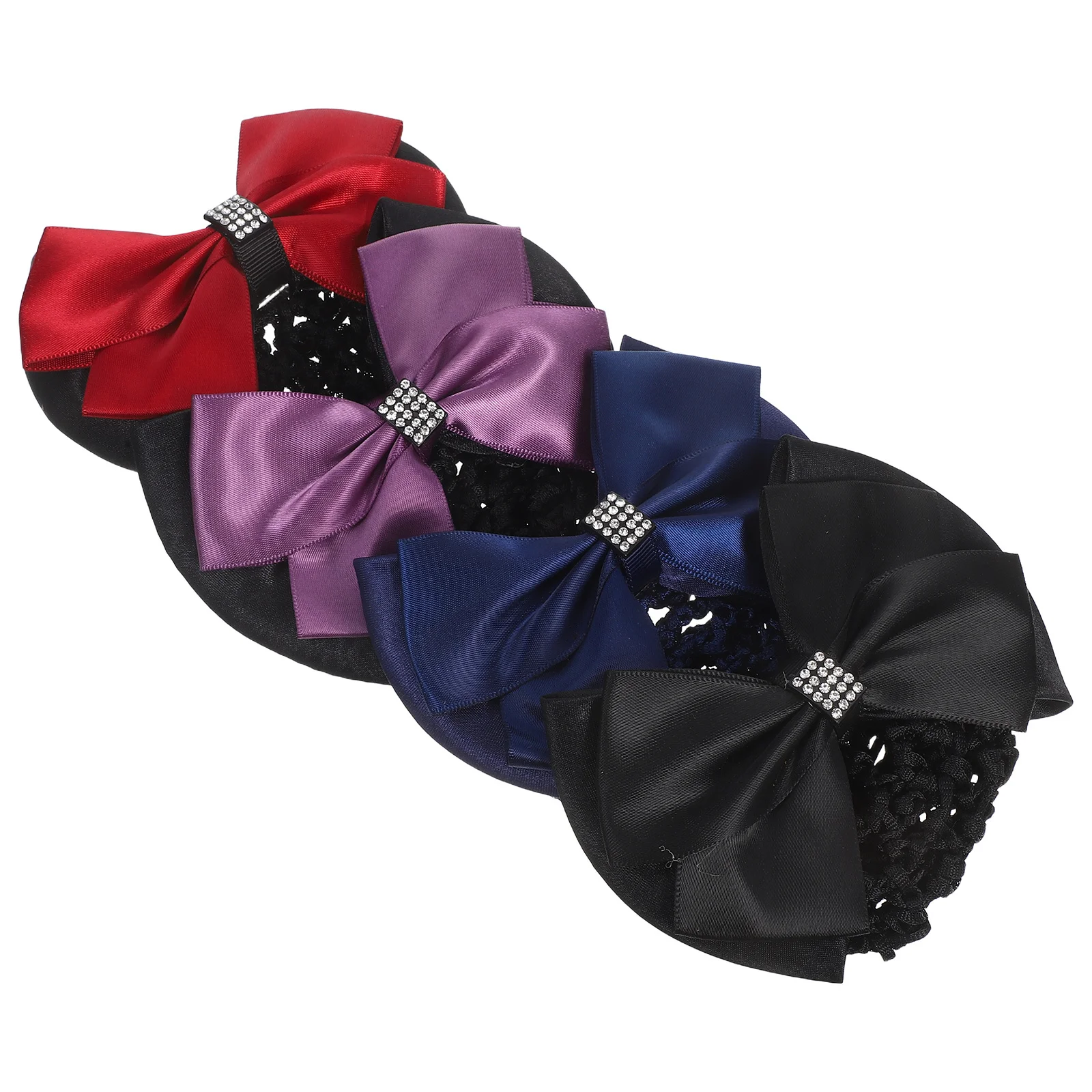 

4Pcs Bun Net Hair Snood Bowknot Hair Clip Elastic Cover Professional Office Nurse Dance Hairnet Mesh Hairnet Bun Cover Barrette