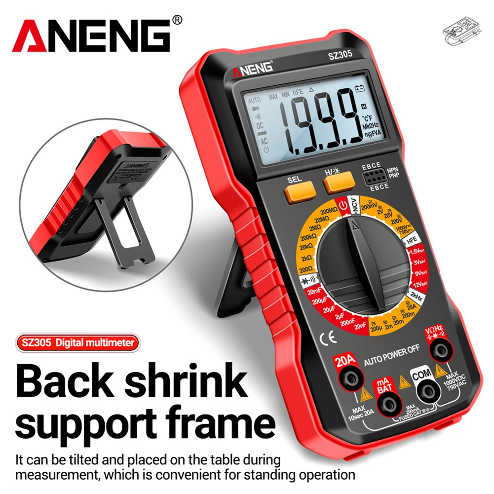 ANENG SZ305 1999 Count Professional Multimeter AC/DC Voltage Tester Ammeter Capacitor hFE Triode Hz Detector Electrician Tools