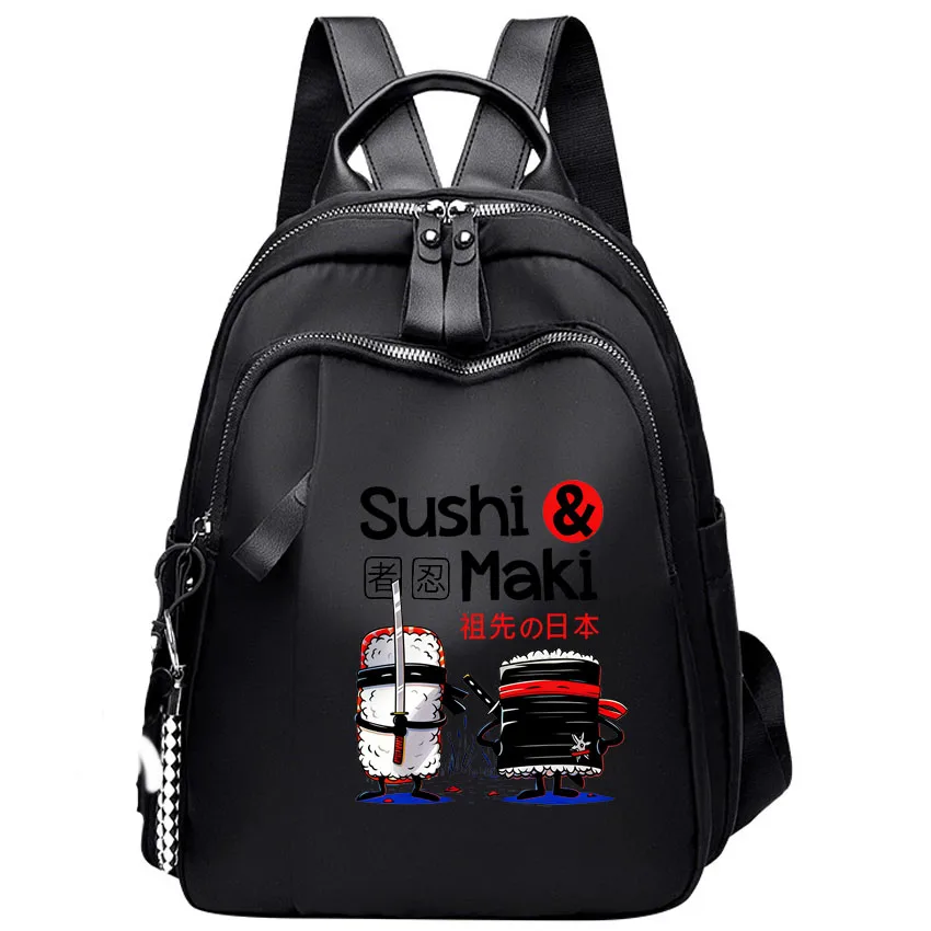 

Fashionable Versatile Oxford Ladies Backpack Theduc Sushi And Sushi Printing Printing Travel Bag Waterproof Wear Resistant Daily