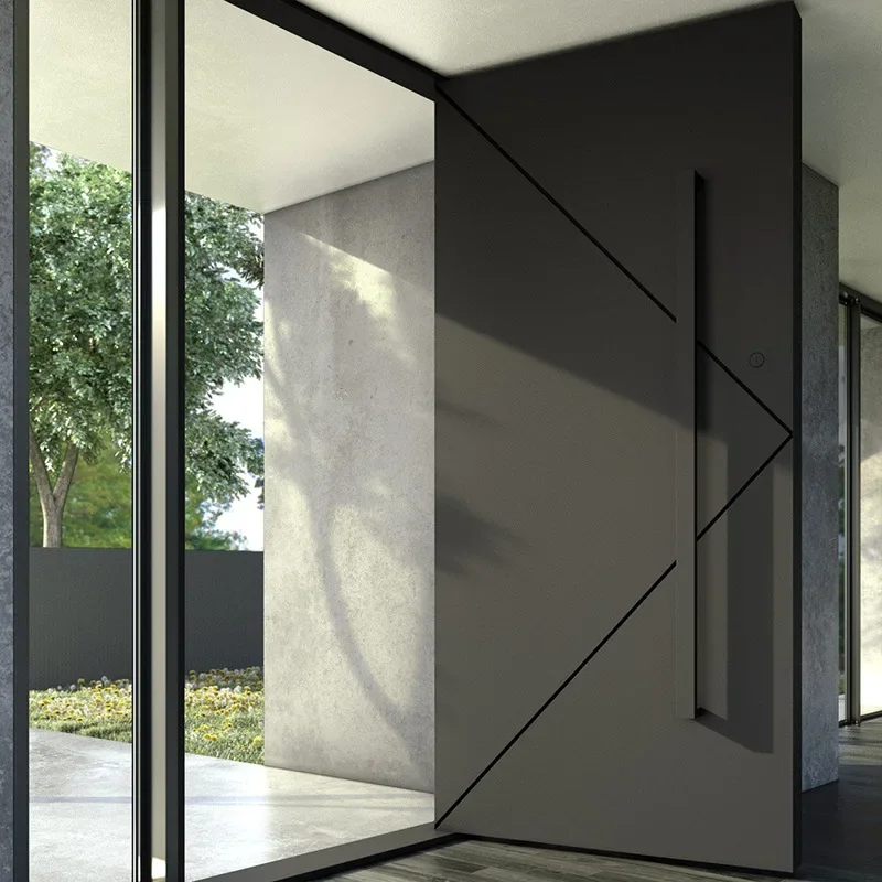 YyhcFashion-Portes en alliage de zinc de style moderne pour la sécurité à domicile, porte pivotante d'entrée de sécurité, serrure multipoint avec Smart Loc