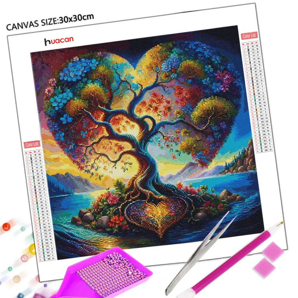 Huacan Love Tree Crown 5D Diamond Painting Handmade Gift New Arrivals Full Square Round Diamond Mosaic Complete Kit Home Decor
