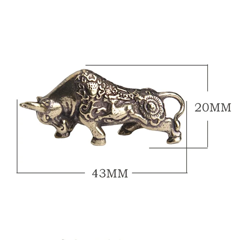 Brass Bullfight Statue Tabletop Ornaments Chinese Zodiac Fortune Ox Bullish Figurines Miniatures Creative Lucky Keychain Pendant