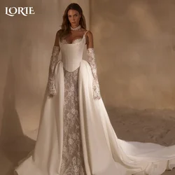 LORIE Lace Applique Wedding Dresses Spaghetti Straps Corset Bridal Gown Sweep Train Backless Princess Bride Gown Customized