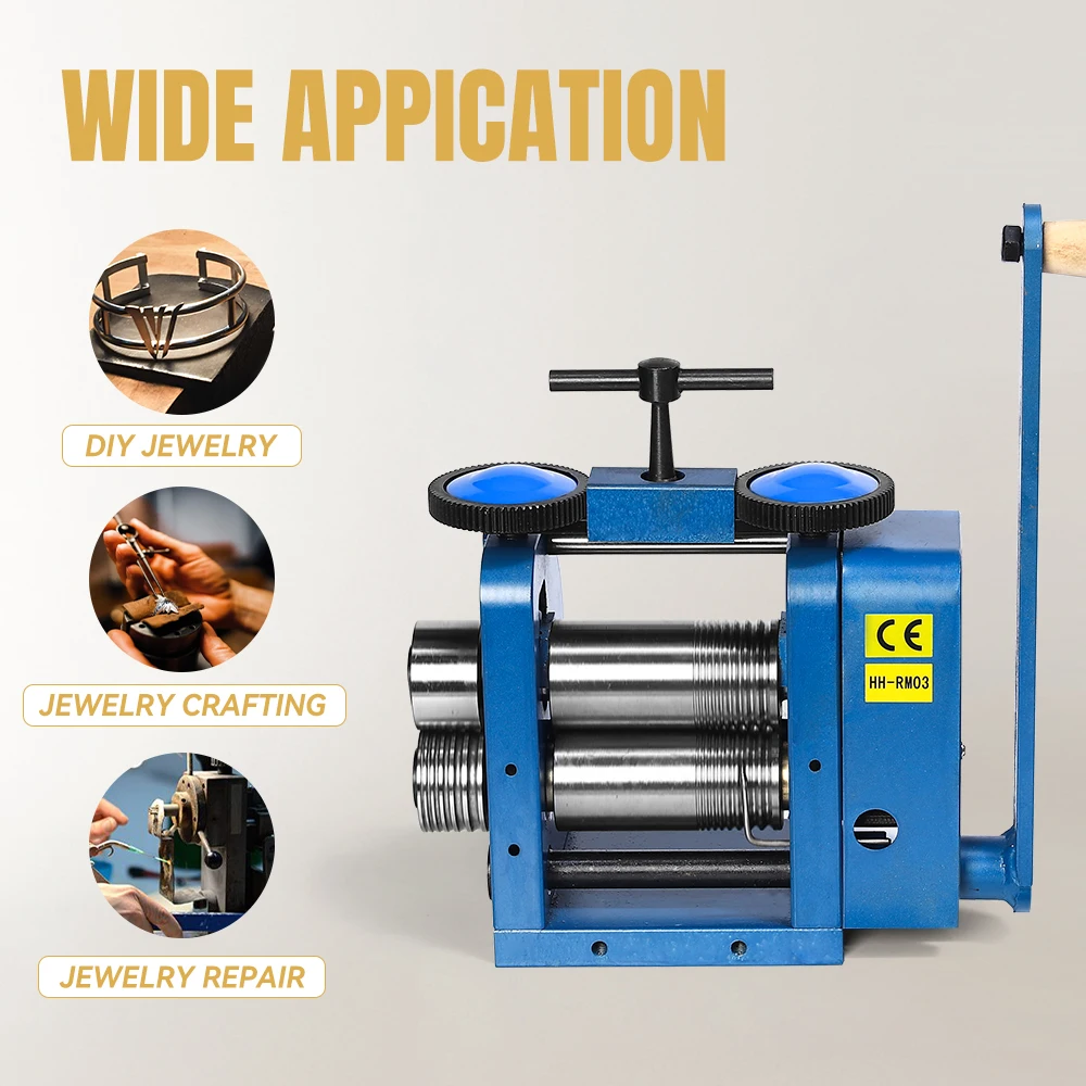 KATWAY Rolling Mills Gear Ratio 1:5.3 Manual Combination Metal Jewelry Sheet Square Semicircle Pattern Wire Roller Mill HH-RM03