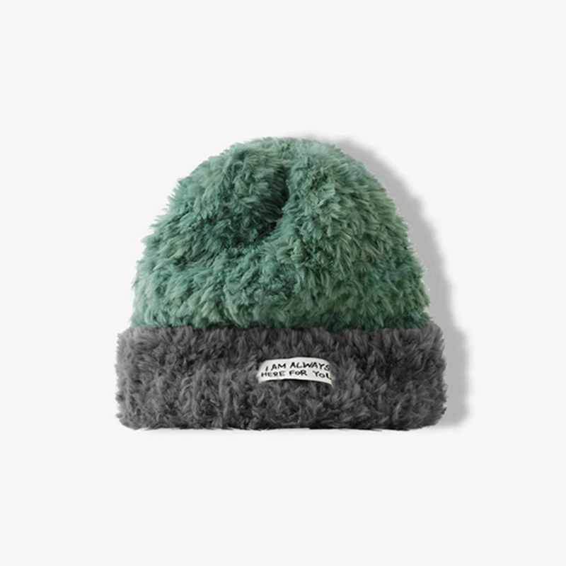 charn-kiond-Edition-collaborative-bonnet-tricote-femme-avec-protection-d'oreilles-en-peluche-Etiquette-en-tissu-lettre-coloree-automne-hiver