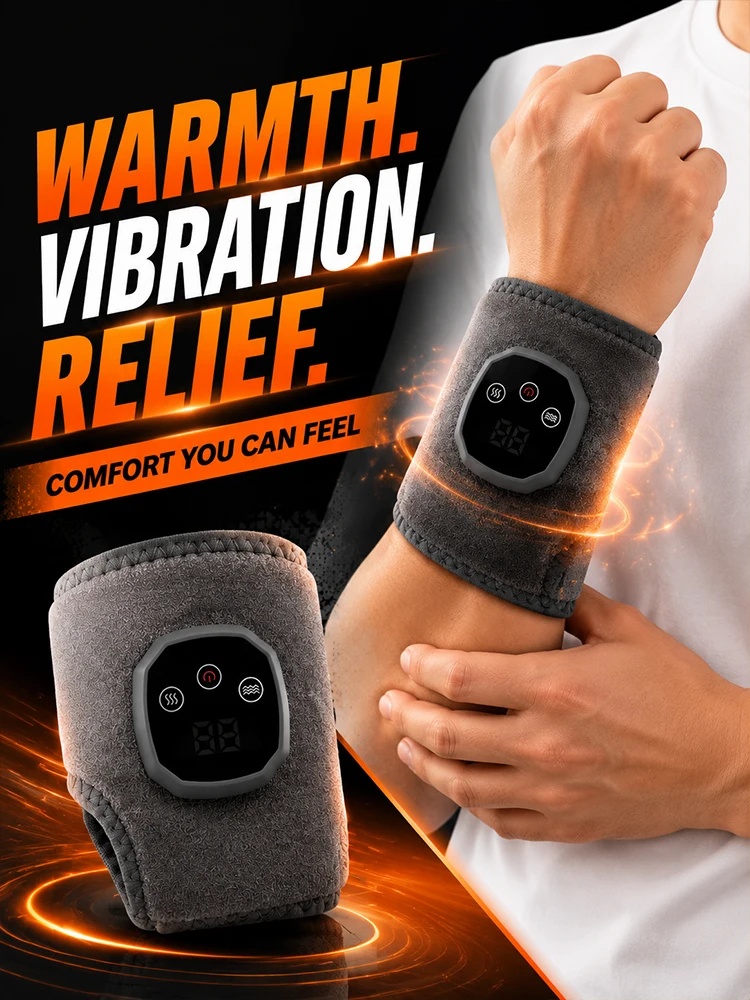 Electric Heated Ankle Massager Vibration Wrap Rechargeable Foot Heating Brace with 4 Heat Levels Smart LED Touch Display
