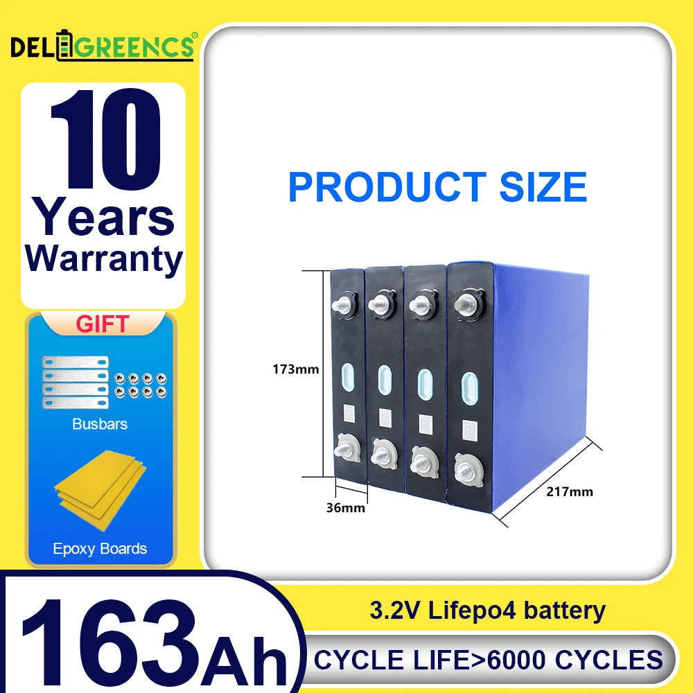3.2V 163Ah Lifepo4 Rechargeable Battery Lithium Iron Phosphate Travel Solar RV Campers Cell 12v 24v batteries Grade A Tax Free