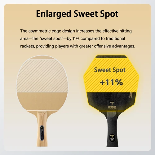 Imagen 2 del producto Hoja de tenis de mesa hexagonal de madera pura de 5 capas, área de golpe más grande, paleta de Ping Pong para competición Tranning 95 ± 5g Shakehand FL