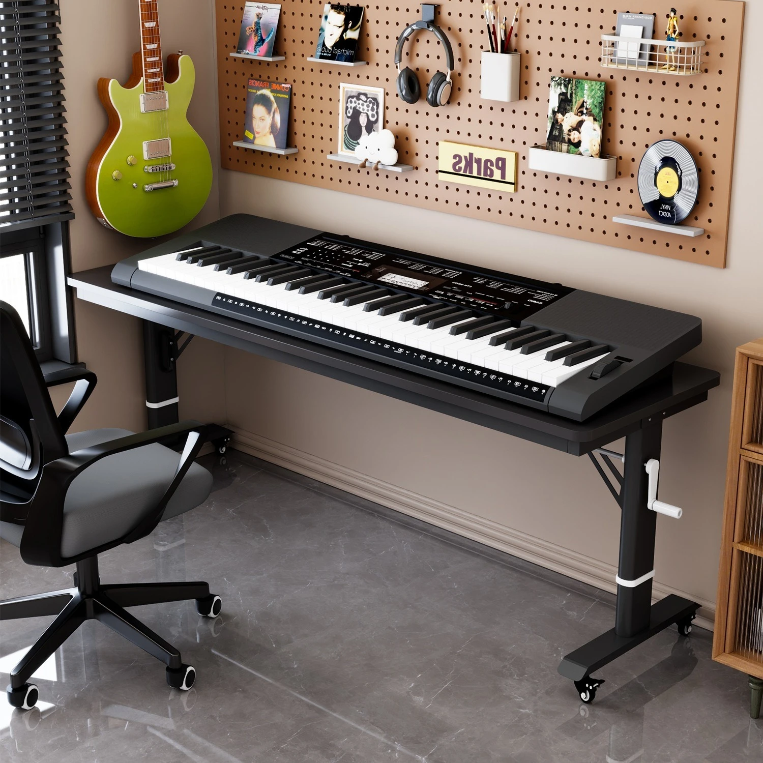 Movable hand-cranked lifting universal piano table, electric piano, electronic keyboard stand, 88-key, 61-key arrangement table