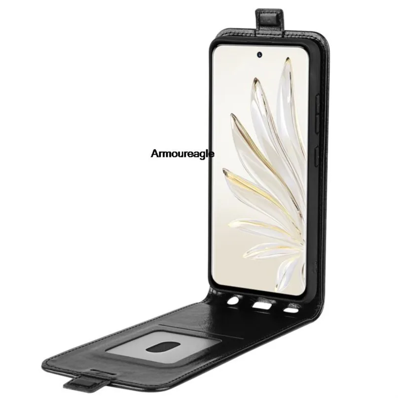

for honor 70 luxury pu leather vertical case flip phone back cover guard on for honor 80 70 pro x7a x8a x9a capa bag funda coque
