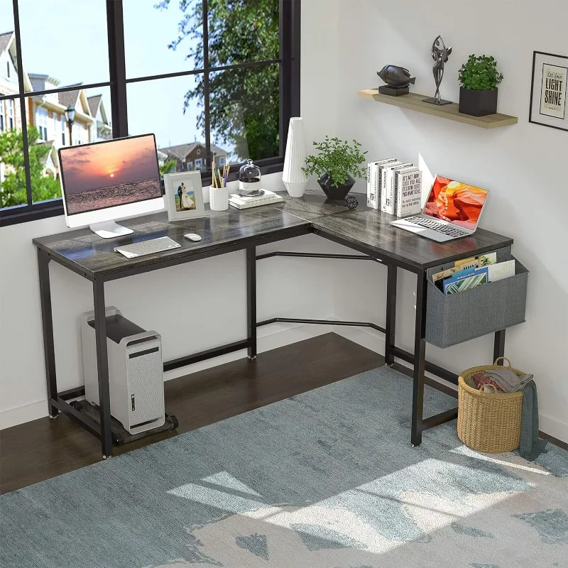 L Shaped Desk 58’’Computer Corner Desk Gaming Desk PC Table Writing Large L Study Home Office Workstation Modern