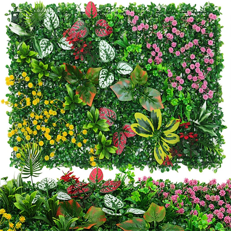40x60cm Artificial Plants Wall Panel Green Plastic Outdoor Lawns Carpet Decor Home Wedding Backdrop Party Grass Flower Wall