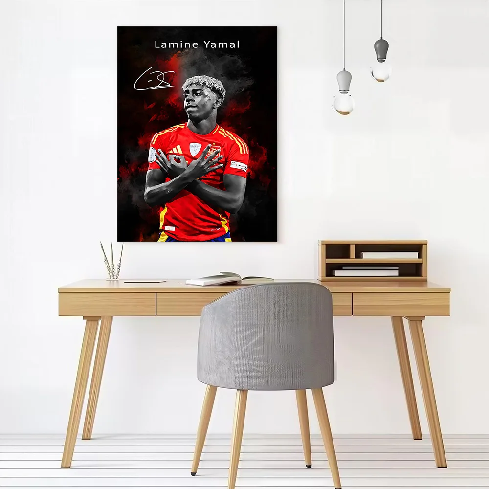 Lamine Yamal Portrait Printed Canvas Poster Custom Pictures Wall Art Canvas Painting for Aesthetic Decoration Living Room Home