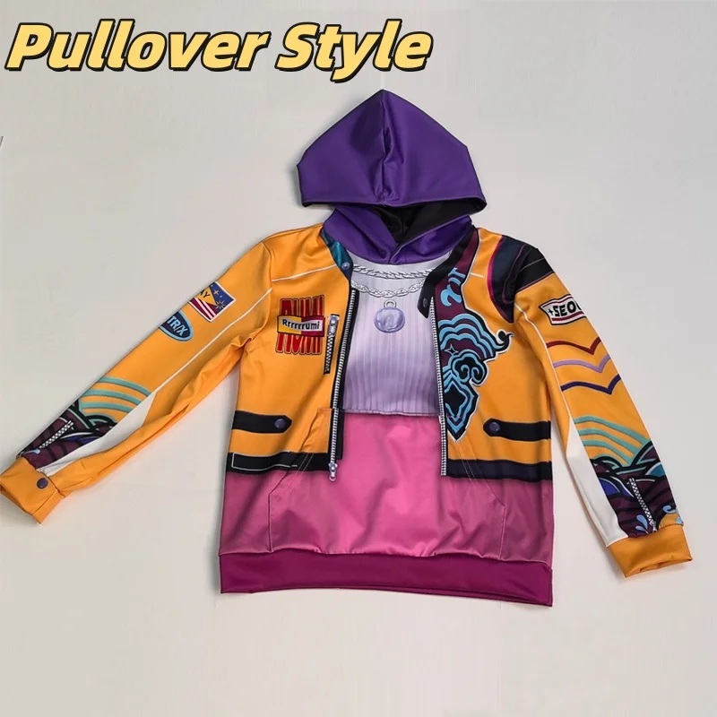 女の子ルミジャケット悪魔ハンターの KPop コスプレイエローファンタジア衣装セットガールズグループパーカー子供ハロウィンスーツ