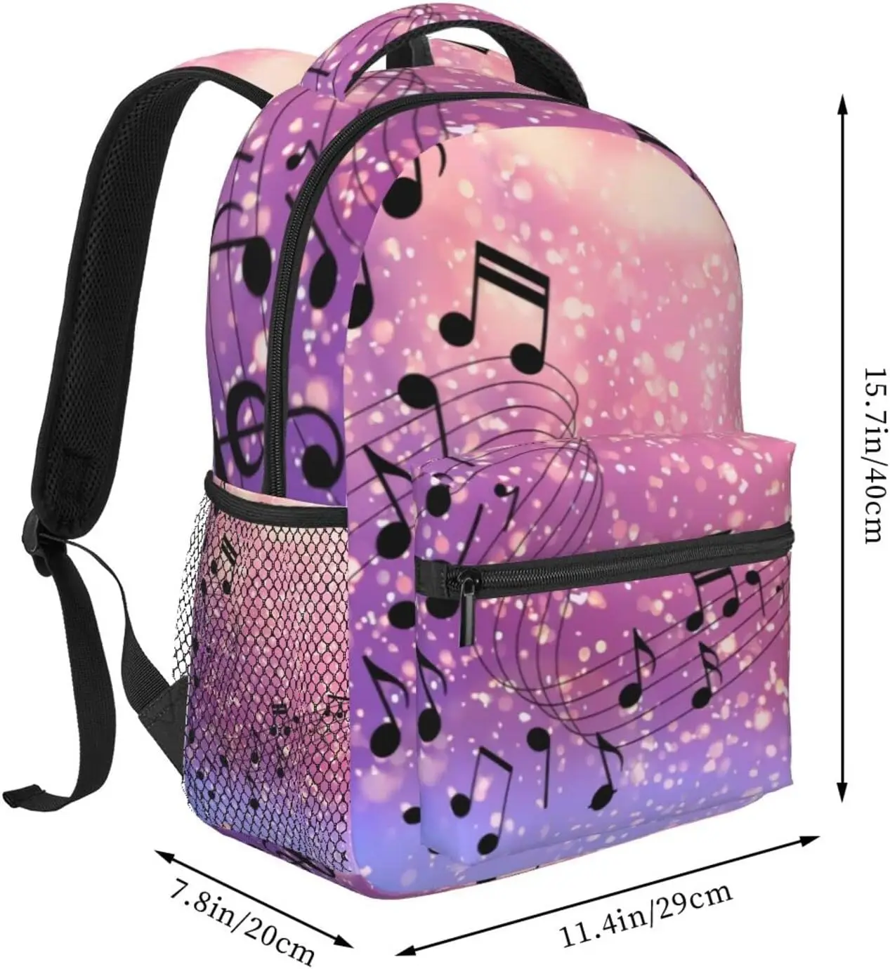 Music Note Backpack Adjustable Shoulder Strap Bookbag Casual Daypack Lightweight Backpack for Adults