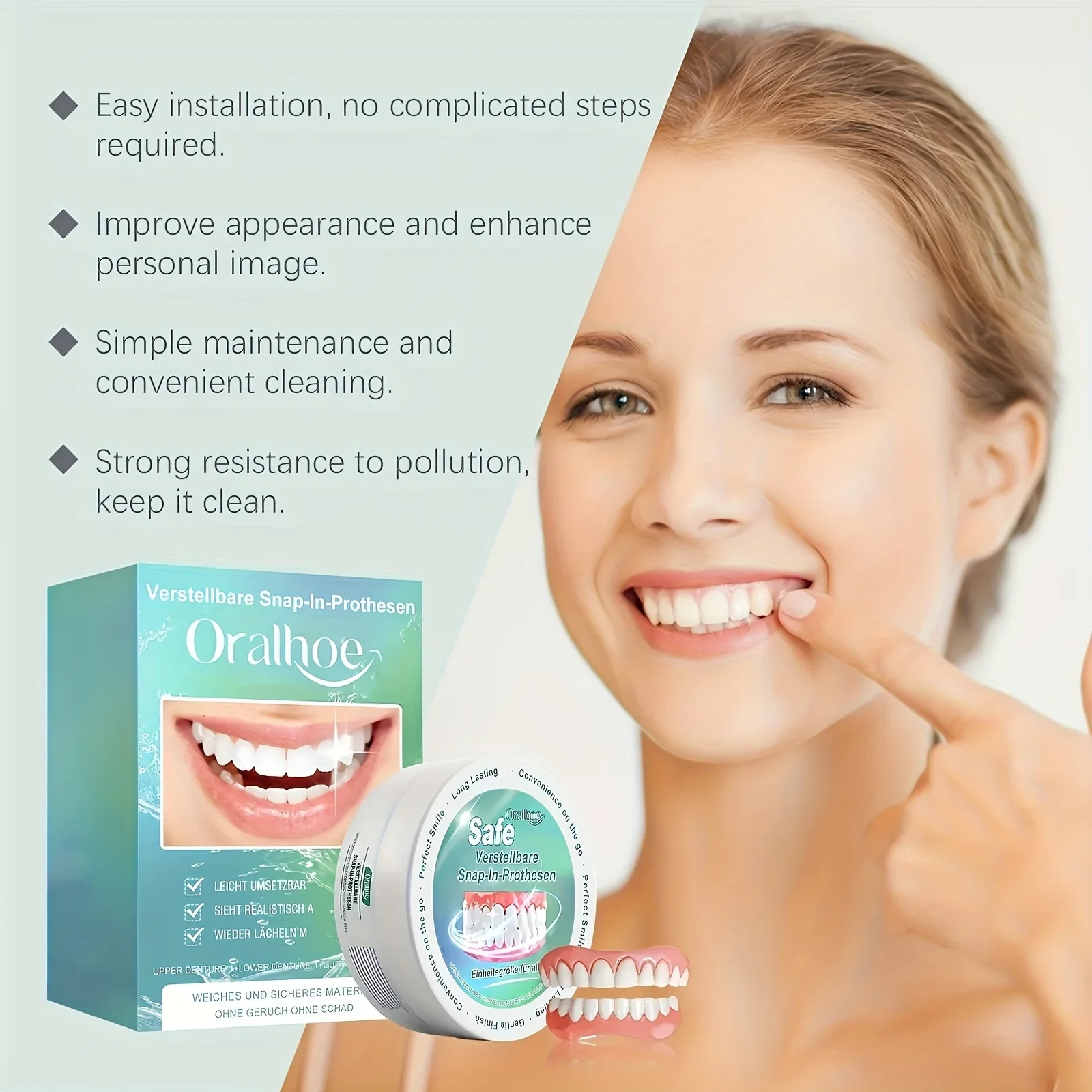 

Комфортный силиконовый набор для замещения зубов, гибкий и плотно прилегающий без раздражения, легко восстанавливается, стабильный и естественный H2931-15