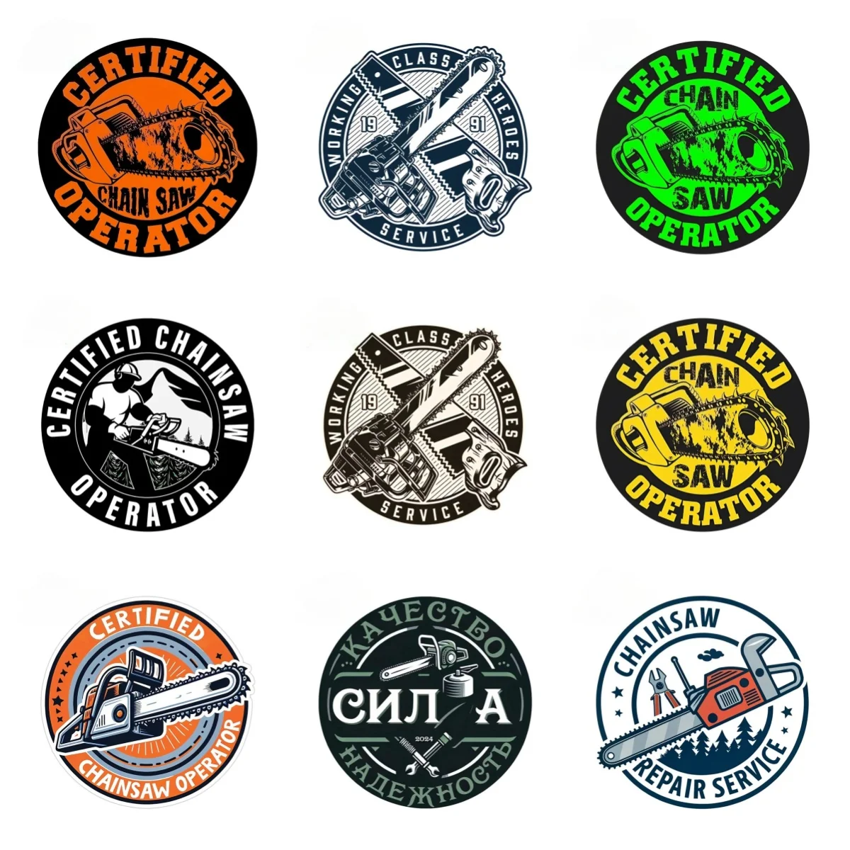 Chainsaw Operator Car Stickers Fashionable Simple Logo Design  Vinyl Decals Waterproof Scratch-Proof Car Wrap Decoration