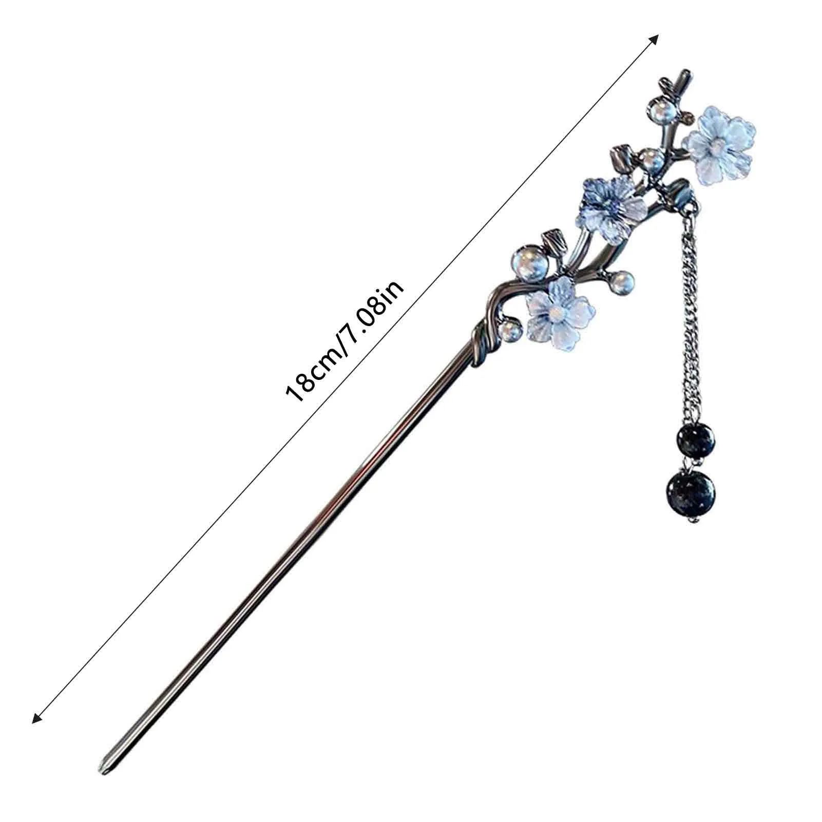 Chinese Style Hair Sticks Balck Metal Hairpin Classic Flower Fringe Step Shake Vintage Hanfu Cheongsam Decor Hair Bun Jewelry view 6