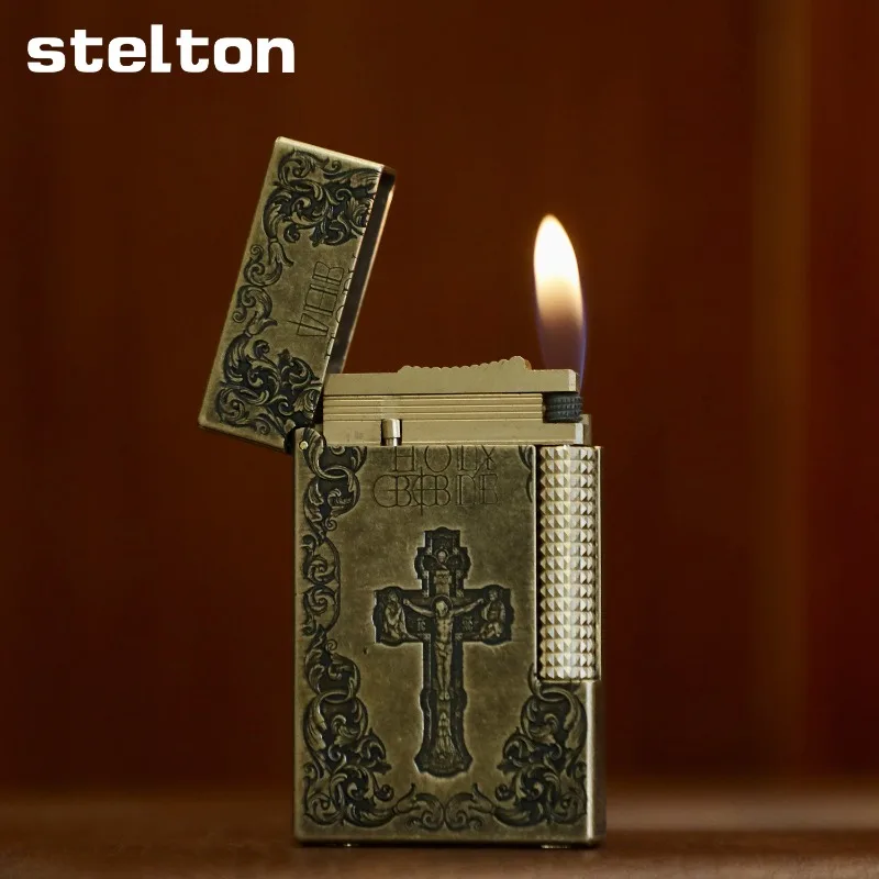 2027 New Stelton Inflatable Bronze Bible Cross Lighter New High End Gift