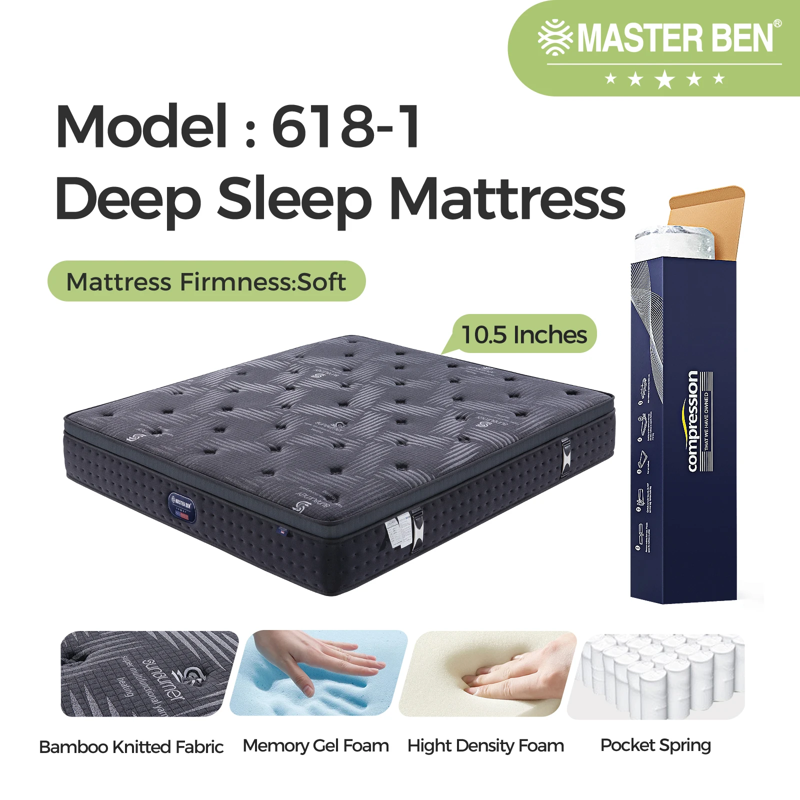 Box Package Spring Mattress With Foam Hard Feeling Mattress OEM