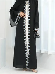 Eid Muslim Women abaya Party Dress for Ramadan Floral Embroidery Long Abayas Morocco Kaftan Vestidos Largos Dubai Robe Jalabiya